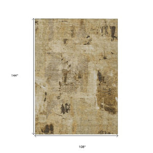 Homeroots 3' Beige And Brown Abstract Washable Indoor Outdoor Area Rug - Stylish, Durable, And Versatile Decor 9' X 12' Polyester 596840