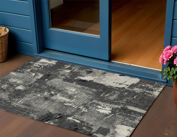 Homeroots 3' Beige And Brown Abstract Washable Indoor Outdoor Area Rug - Stylish, Durable, And Versatile Decor 3' X 5' Polyester 596842