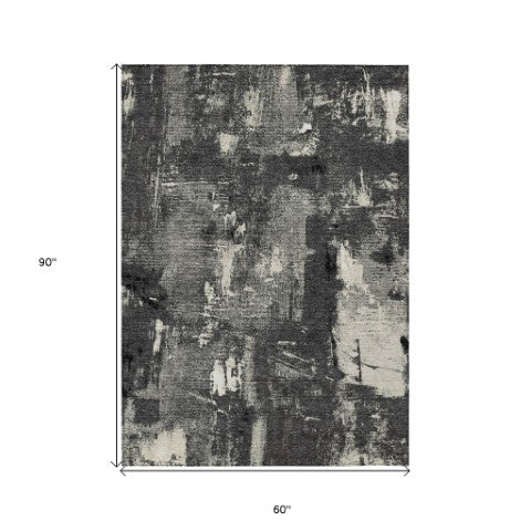 Homeroots 3' Beige And Brown Abstract Washable Indoor Outdoor Area Rug - Stylish, Durable, And Versatile Decor 5' X 8' Polyester 596843