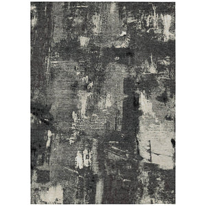 HomeRoots 5' Modern Abstract Washable Area Rug in Black, Gray, and Ivory for Indoor and Outdoor Spaces 5' X 8' 596843