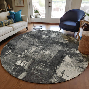 Homeroots 3' Beige And Brown Abstract Washable Indoor Outdoor Area Rug - Stylish, Durable, And Versatile Decor 8' Round Polyester 596844
