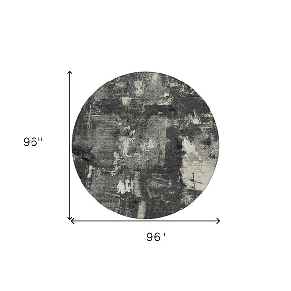 Homeroots 3' Beige And Brown Abstract Washable Indoor Outdoor Area Rug - Stylish, Durable, And Versatile Decor 8' Round Polyester 596844