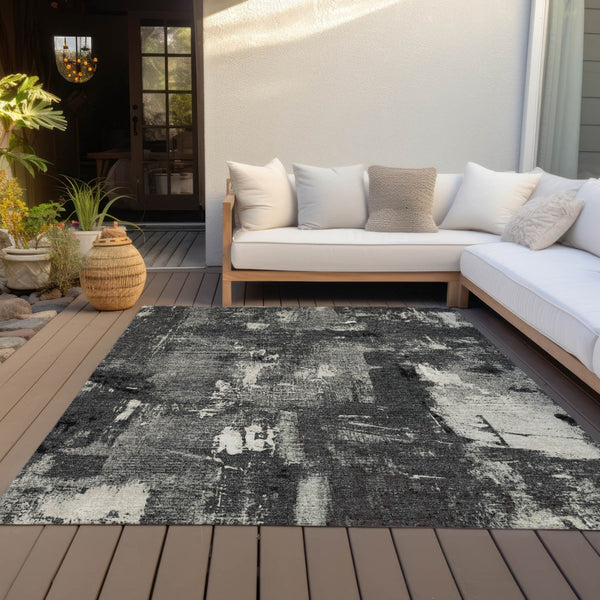 Homeroots 3' Beige And Brown Abstract Washable Indoor Outdoor Area Rug - Stylish, Durable, And Versatile Decor 9' X 12' Polyester 596846