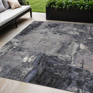 Homeroots 3' Beige And Brown Abstract Washable Indoor Outdoor Area Rug - Stylish, Durable, And Versatile Decor 5' X 8' Polyester 596849
