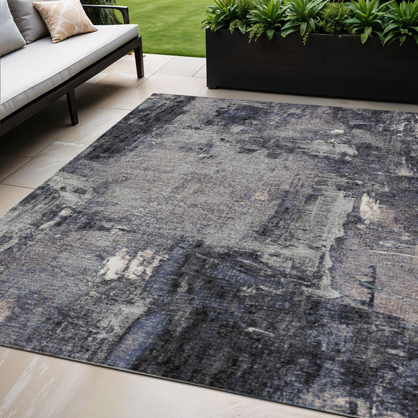 Homeroots 3' Beige And Brown Abstract Washable Indoor Outdoor Area Rug - Stylish, Durable, And Versatile Decor 5' X 8' Polyester 596849