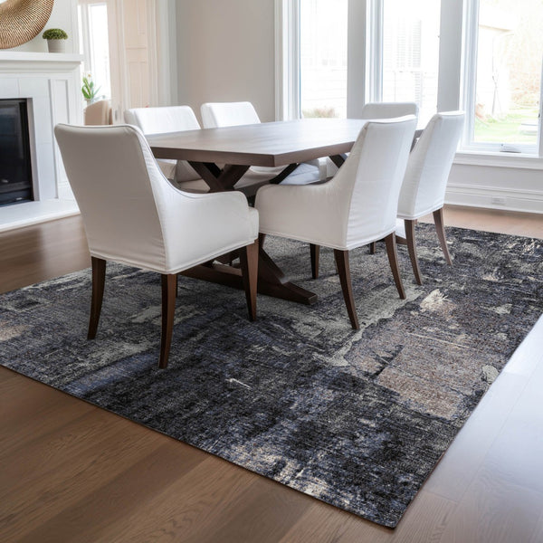 Homeroots 3' Beige And Brown Abstract Washable Indoor Outdoor Area Rug - Stylish, Durable, And Versatile Decor 5' X 8' Polyester 596849