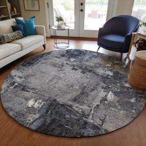 Homeroots 3' Beige And Brown Abstract Washable Indoor Outdoor Area Rug - Stylish, Durable, And Versatile Decor 8' Round Polyester 596850