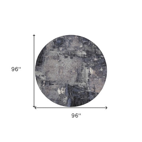 Homeroots 3' Beige And Brown Abstract Washable Indoor Outdoor Area Rug - Stylish, Durable, And Versatile Decor 8' Round Polyester 596850