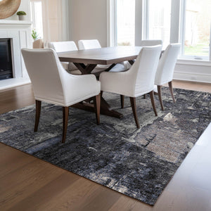 Homeroots 3' Beige And Brown Abstract Washable Indoor Outdoor Area Rug - Stylish, Durable, And Versatile Decor 8' X 10' Polyester 596851