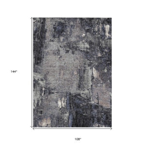 Homeroots 3' Beige And Brown Abstract Washable Indoor Outdoor Area Rug - Stylish, Durable, And Versatile Decor 9' X 12' Polyester 596852