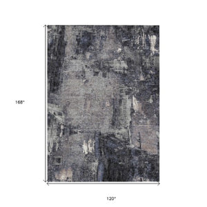 Homeroots 3' Beige And Brown Abstract Washable Indoor Outdoor Area Rug - Stylish, Durable, And Versatile Decor 10' X 14' Polyester 596853