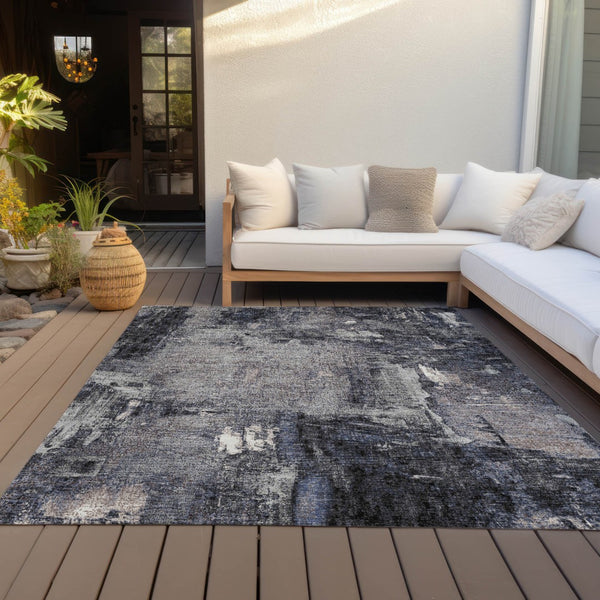 Homeroots 3' Beige And Brown Abstract Washable Indoor Outdoor Area Rug - Stylish, Durable, And Versatile Decor 10' X 14' Polyester 596853