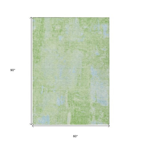 Homeroots 3' Beige And Brown Abstract Washable Indoor Outdoor Area Rug - Stylish, Durable, And Versatile Decor 5' X 8' Polyester 596861