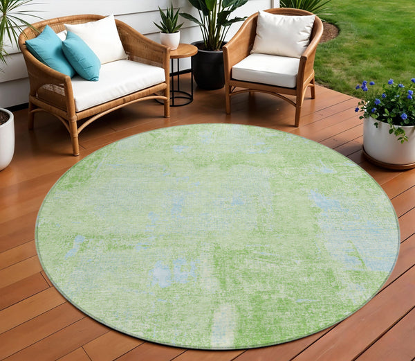 Homeroots 3' Beige And Brown Abstract Washable Indoor Outdoor Area Rug - Stylish, Durable, And Versatile Decor 8' Round Polyester 596862