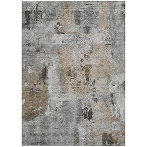 Homeroots 3' Beige And Brown Abstract Washable Indoor Outdoor Area Rug - Stylish, Durable, And Versatile Decor 3' X 5' Polyester 596866