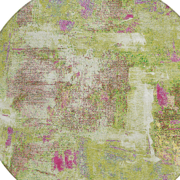 Homeroots 3' Beige And Brown Abstract Washable Indoor Outdoor Area Rug - Stylish, Durable, And Versatile Decor 8' Round Polyester 596874