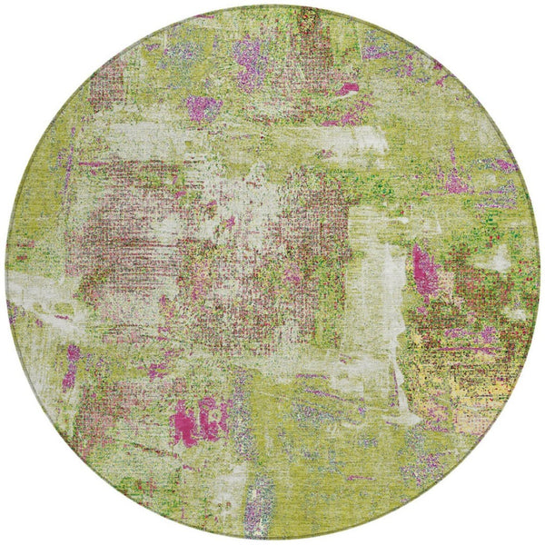 Homeroots 3' Beige And Brown Abstract Washable Indoor Outdoor Area Rug - Stylish, Durable, And Versatile Decor 8' Round Polyester 596874