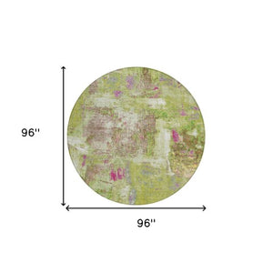 Homeroots 3' Beige And Brown Abstract Washable Indoor Outdoor Area Rug - Stylish, Durable, And Versatile Decor 8' Round Polyester 596874