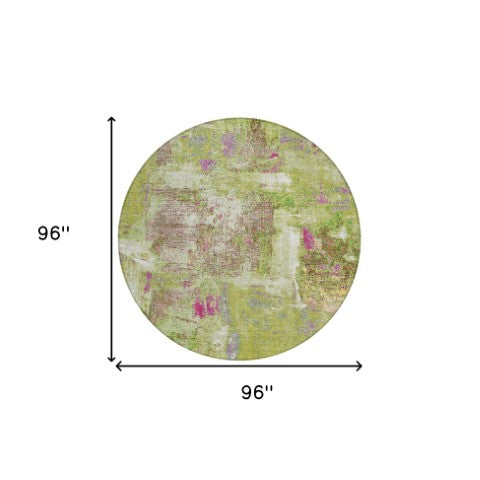 Homeroots 3' Beige And Brown Abstract Washable Indoor Outdoor Area Rug - Stylish, Durable, And Versatile Decor 8' Round Polyester 596874