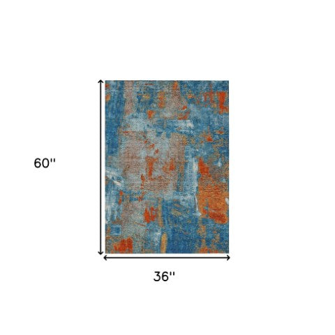 Homeroots 3' Beige And Brown Abstract Washable Indoor Outdoor Area Rug - Stylish, Durable, And Versatile Decor 3' X 5' Polyester 596878