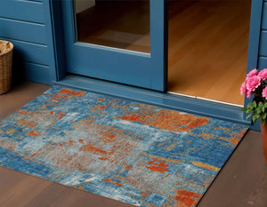 Homeroots 3' Beige And Brown Abstract Washable Indoor Outdoor Area Rug - Stylish, Durable, And Versatile Decor 3' X 5' Polyester 596878