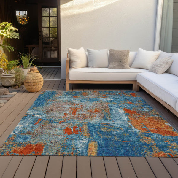 Homeroots 3' Beige And Brown Abstract Washable Indoor Outdoor Area Rug - Stylish, Durable, And Versatile Decor 3' X 5' Polyester 596878