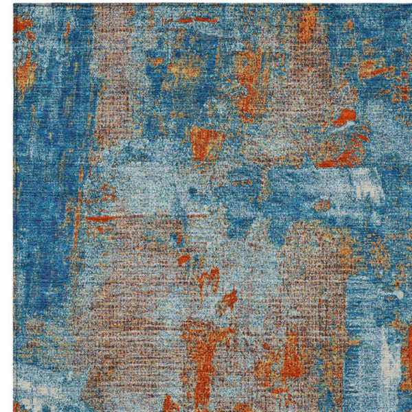 Homeroots 3' Beige And Brown Abstract Washable Indoor Outdoor Area Rug - Stylish, Durable, And Versatile Decor 3' X 5' Polyester 596878