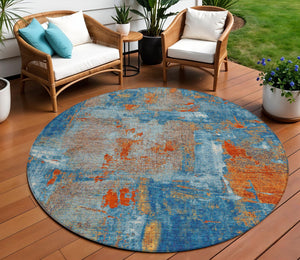 Homeroots 3' Beige And Brown Abstract Washable Indoor Outdoor Area Rug - Stylish, Durable, And Versatile Decor 8' Round Polyester 596880
