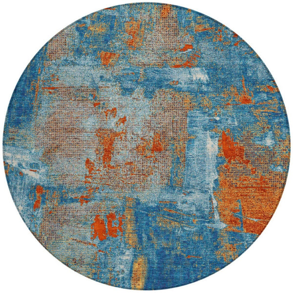 Homeroots 3' Beige And Brown Abstract Washable Indoor Outdoor Area Rug - Stylish, Durable, And Versatile Decor 8' Round Polyester 596880