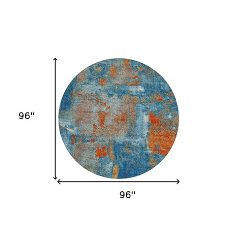 Homeroots 3' Beige And Brown Abstract Washable Indoor Outdoor Area Rug - Stylish, Durable, And Versatile Decor 8' Round Polyester 596880