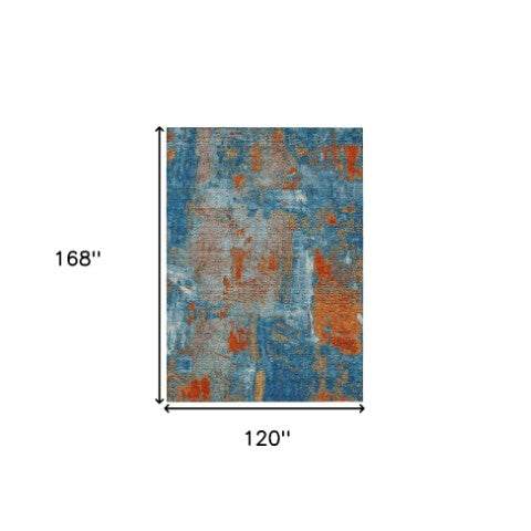 Homeroots 3' Beige And Brown Abstract Washable Indoor Outdoor Area Rug - Stylish, Durable, And Versatile Decor 10' X 14' Polyester 596883