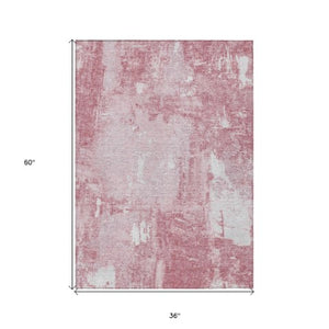 Homeroots 3' Beige And Brown Abstract Washable Indoor Outdoor Area Rug - Stylish, Durable, And Versatile Decor 3' X 5' Polyester 596884