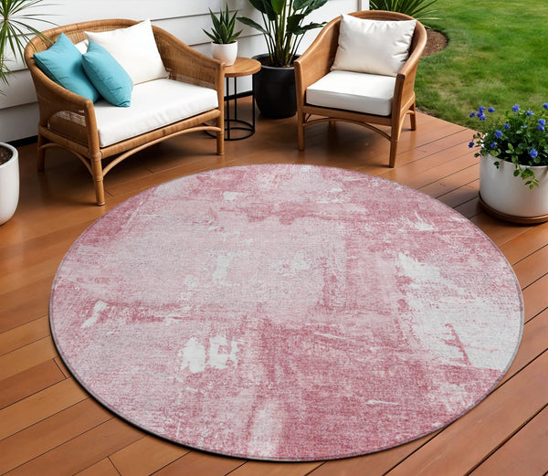 Homeroots 3' Beige And Brown Abstract Washable Indoor Outdoor Area Rug - Stylish, Durable, And Versatile Decor 8' Round Polyester 596886
