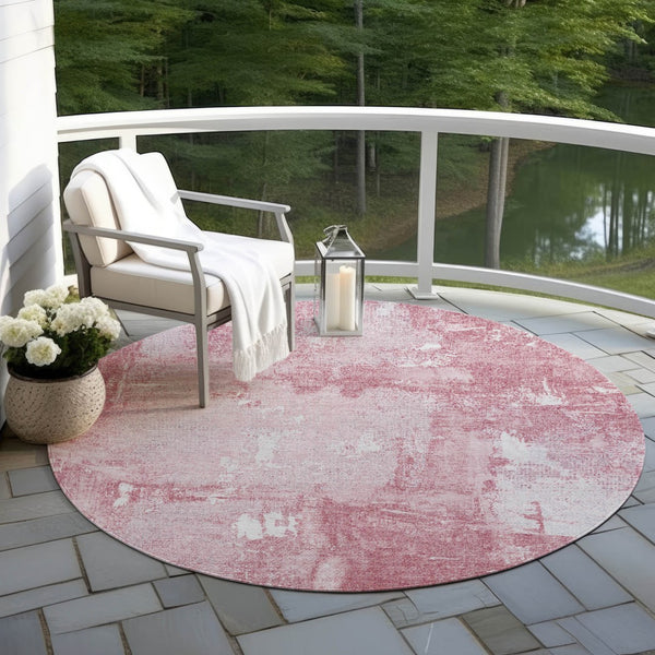 Homeroots 3' Beige And Brown Abstract Washable Indoor Outdoor Area Rug - Stylish, Durable, And Versatile Decor 8' Round Polyester 596886
