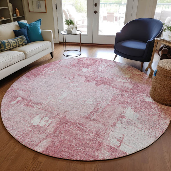 Homeroots 3' Beige And Brown Abstract Washable Indoor Outdoor Area Rug - Stylish, Durable, And Versatile Decor 8' Round Polyester 596886