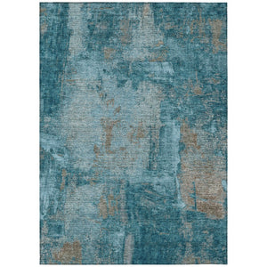 HomeRoots 5' Teal Blue and Gray Abstract Area Rug - Stylish, Washable, Durable for Indoor and Outdoor Spaces 5' X 8' 596891