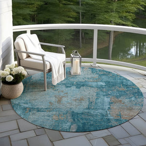 Homeroots 3' Beige And Brown Abstract Washable Indoor Outdoor Area Rug - Stylish, Durable, And Versatile Decor 8' Round Polyester 596892