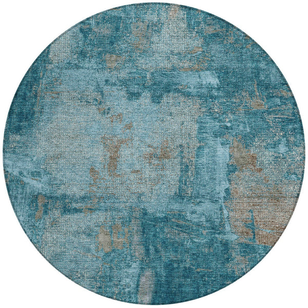 Homeroots 3' Beige And Brown Abstract Washable Indoor Outdoor Area Rug - Stylish, Durable, And Versatile Decor 8' Round Polyester 596892