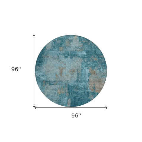 Homeroots 3' Beige And Brown Abstract Washable Indoor Outdoor Area Rug - Stylish, Durable, And Versatile Decor 8' Round Polyester 596892