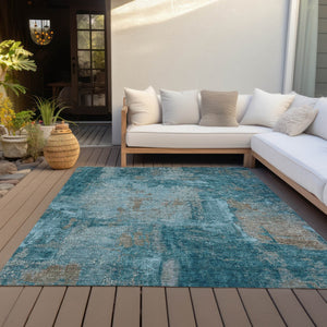 Homeroots 3' Beige And Brown Abstract Washable Indoor Outdoor Area Rug - Stylish, Durable, And Versatile Decor 8' X 10' Polyester 596893
