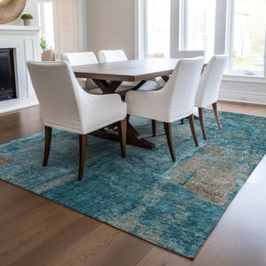 Homeroots 3' Beige And Brown Abstract Washable Indoor Outdoor Area Rug - Stylish, Durable, And Versatile Decor 8' X 10' Polyester 596893