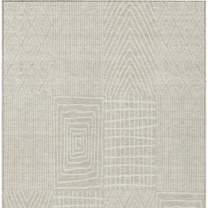 Homeroots 3' Beige And Ivory Geometric Washable Area Rug - Versatile Indoor Outdoor Design For Any Space 3' X 5' Polyester 596896