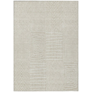 HomeRoots 5' Beige and Ivory Geometric Indoor Outdoor Area Rug – Stylish, Durable, Washable for Everyday Use 5' X 8' 596897