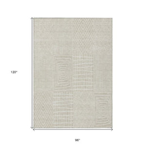 Homeroots 3' Beige And Ivory Geometric Washable Area Rug - Versatile Indoor Outdoor Design For Any Space 8' X 10' Polyester 596899