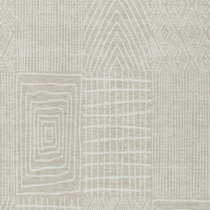 Homeroots 3' Beige And Ivory Geometric Washable Area Rug - Versatile Indoor Outdoor Design For Any Space 8' X 10' Polyester 596899