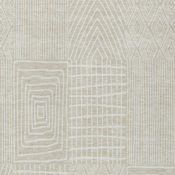 Homeroots 3' Beige And Ivory Geometric Washable Area Rug - Versatile Indoor Outdoor Design For Any Space 8' X 10' Polyester 596899