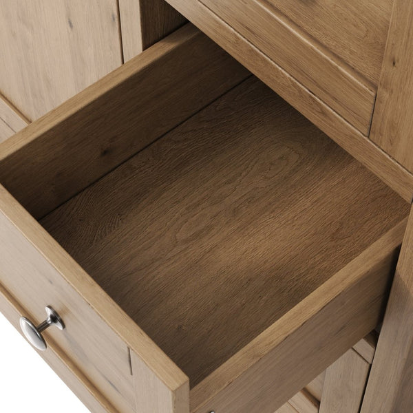 English Elm 84" Double Sink Vanity with Stone Countertop Six Soft Close Drawers and Silver Knobs Wood N817P404196B