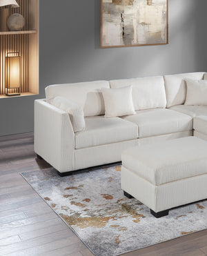 English Elm Contemporary 3-Piece Sectional Sofa Set in Ash Black Corduroy with RAF/LAF Chaise, Tufted Seats, Pillows - Stylish Low-Profile Design Beige 34 L x 26 W x 45 H B011S01768