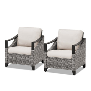 English Elm Outdoor Pe Wicker Lounge Chair Set of 2 with Deep Cushioned Seats for Patio Decks T3773P416068