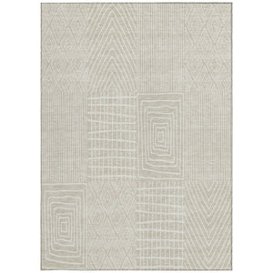 Homeroots 3' Beige And Ivory Geometric Washable Area Rug - Versatile Indoor Outdoor Design For Any Space 9' X 12' Polyester 596900